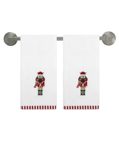 Avanti Peppermint Nutcracker Cotton 2-pc. Fingertip Towel Set, 18" X 11" In White