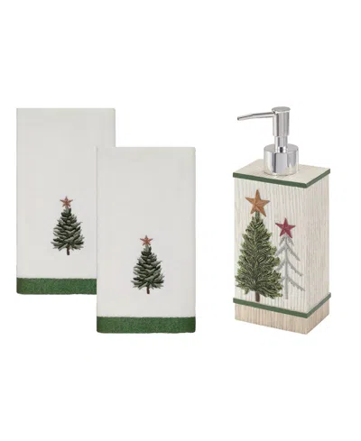 Avanti Trees Resin Lotion Pump And 2-pc. Cotton Fingertip Towel Set In Multi