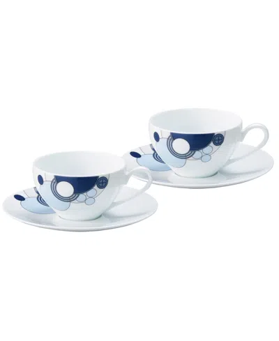 Noritake Frank Lloyd Wright Imperial Cabaret Cup And Saucer, Set Of 2 In Blue