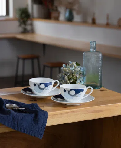 Noritake Frank Lloyd Wright Imperial Cabaret Cup And Saucer, Set Of 2 In Blue
