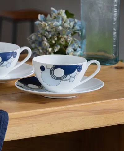 Noritake Frank Lloyd Wright Imperial Cabaret Cup And Saucer, Set Of 2 In Blue