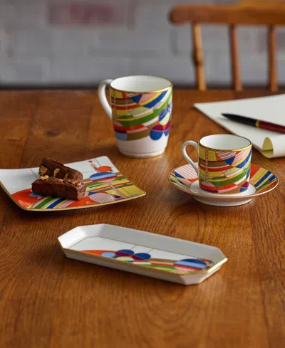 Noritake Frank Lloyd Wright March Balloons After Dinner Cup And Saucer, Set Of 4 In Orange