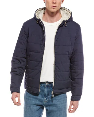 Eleventy Hooded Silk-blend Jacket In Blue