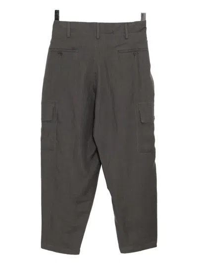 Y's Linen Straight-leg Trousers In Gray