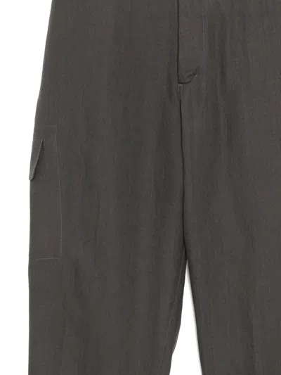 Y's Linen Straight-leg Trousers In Gray