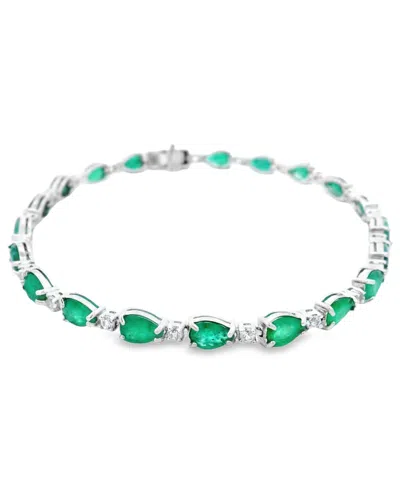 Macy's Pear Sapphire (10.50 Ct. T.w.) And White Sapphire Bracelet (0.04 Ct. T.w.) In Sterling Silver In Multi