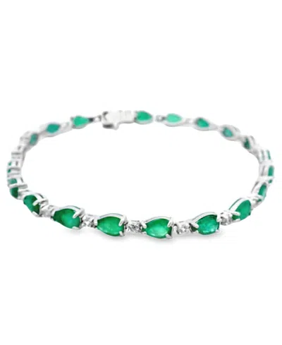 Macy's Pear Sapphire (10.50 Ct. T.w.) And White Sapphire Bracelet (0.04 Ct. T.w.) In Sterling Silver In Multi