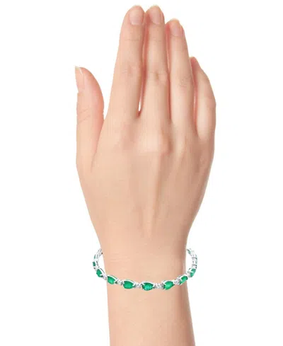 Macy's Pear Sapphire (10.50 Ct. T.w.) And White Sapphire Bracelet (0.04 Ct. T.w.) In Sterling Silver In Multi