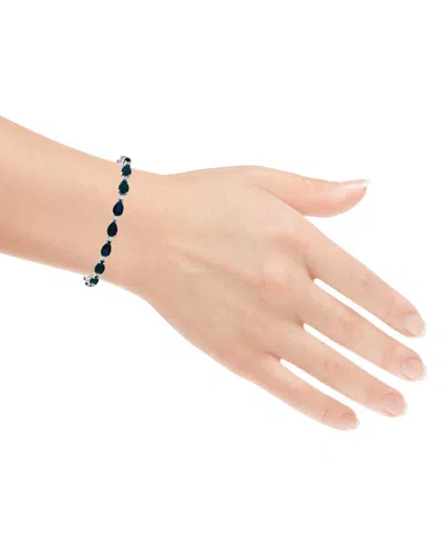 Macy's Pear Sapphire (10.50 Ct. T.w.) And White Sapphire Bracelet (0.04 Ct. T.w.) In Sterling Silver In Blue