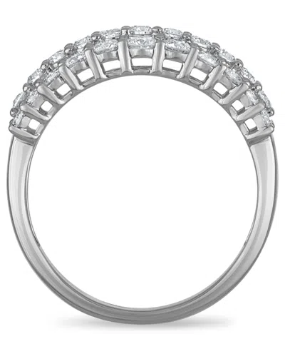 Macy's Diamond 3-row Band Ring (1 Ct. T.w.) In 14k White Gold In Silver