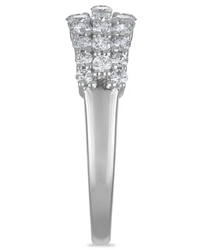 Macy's Diamond 3-row Band Ring (1 Ct. T.w.) In 14k White Gold In Silver