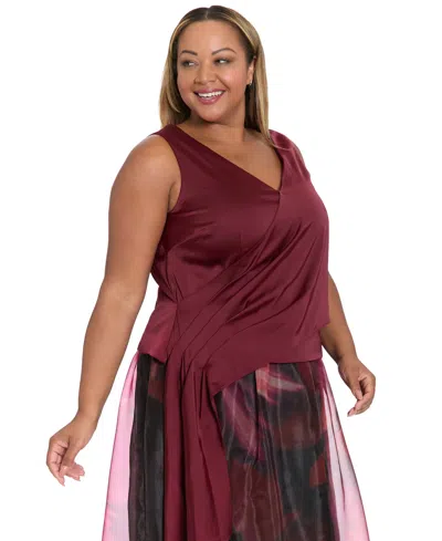 Muse Plus Size V-neck Top In Red