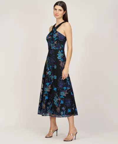 Js Collections Maggie Embroidered Sleeveless Gown In Multi