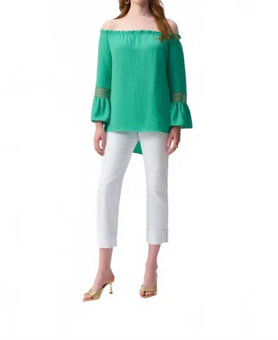 Joseph Ribkoff Off-shoulder Flared Tunic Top In Garden Green In Multi