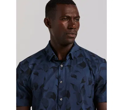 Perry Ellis Men's Slim Fit Short Sleeve Shirt In Blue