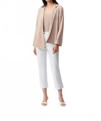 Joseph Ribkoff Notched Collared Textured Woven Asymmetrical Jacket In Parchment In Neutral