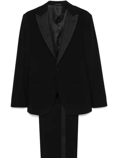 Giorgio Armani Formal Suit With Satin Lapels And Pockets In Black