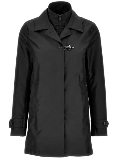 Fay Morning Coat In Technical Poplin In Black