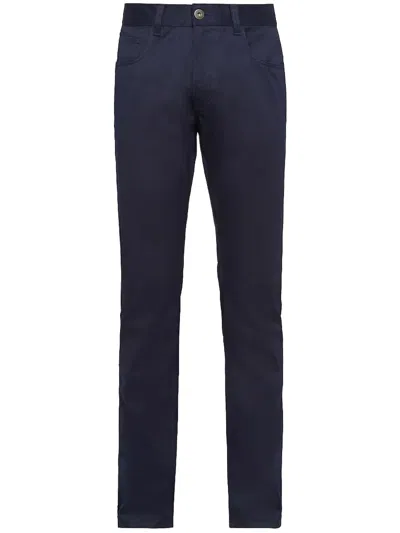 Prada Drill Chino Pant With Belt Loops And Back Pockets In Blue