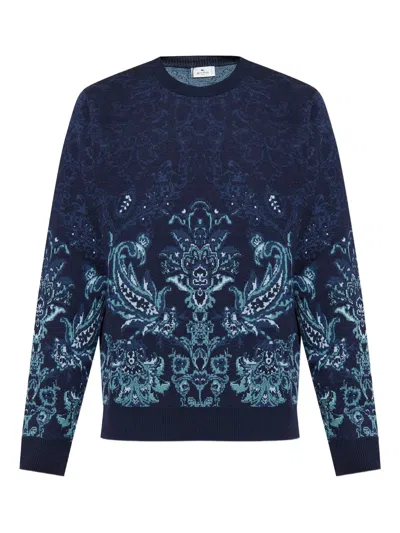 Etro Jacquard Sweater In Blue