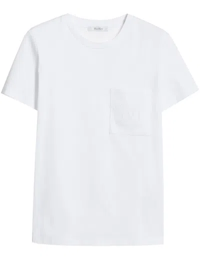 Max Mara Maxmara Taverna Logo T-shirt White In White