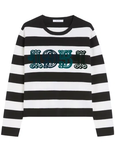 Max Mara Viterbo Wool Crewneck Sweater In Black