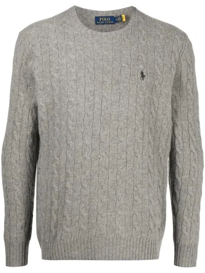 Polo Ralph Lauren Wool An Cashmere Cable Knit Sweater In Gray