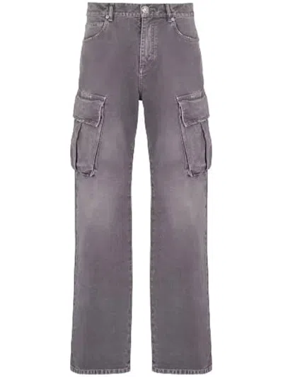 Balmain Cargo Straight Trousers Belt Loops In Purple