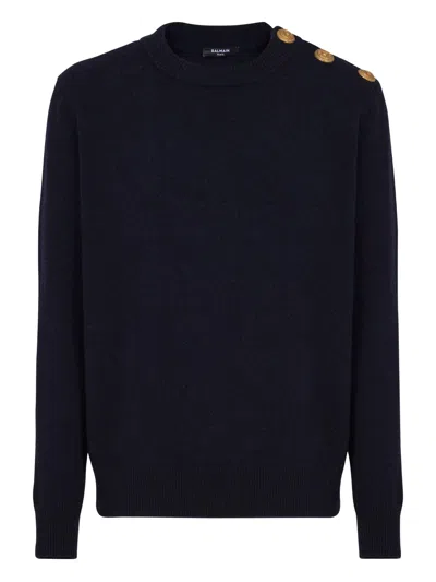 Balmain Classic Crew Neck Sweater In Black