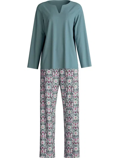 Calida V-neck Floral-print Pyjama In Blue