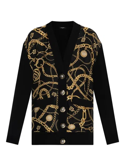 Balmain Mid-length Oversized Sweater In Black