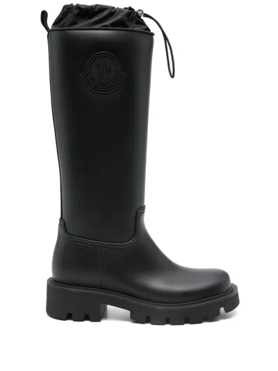 Moncler Rubber Kickstream Boots With Drawstring In Black