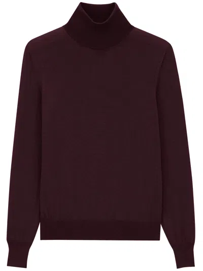 Saint Laurent Wool Turtleneck Sweater Long Sleeves In Red