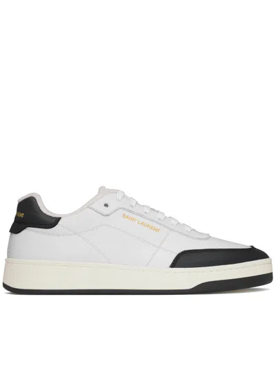 Saint Laurent White And Black Leather Sneakers In Multi