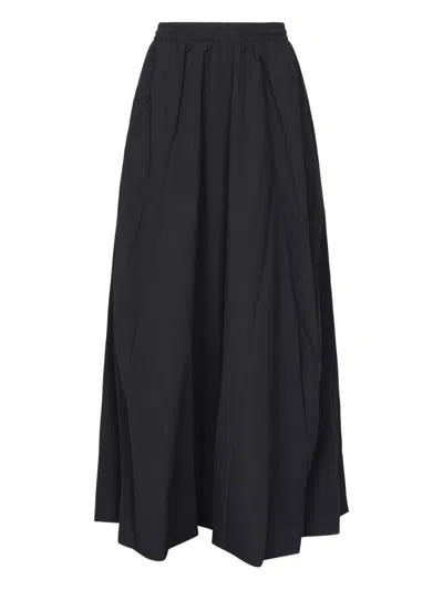 Balenciaga Godet Cotton Maxi Skirt In Black