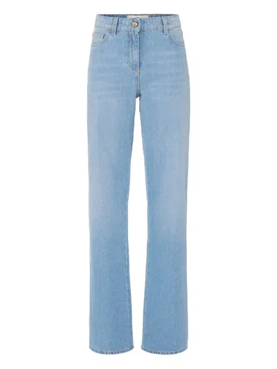 Elisabetta Franchi Textured Fabric Five-pocket Trousers In Blue