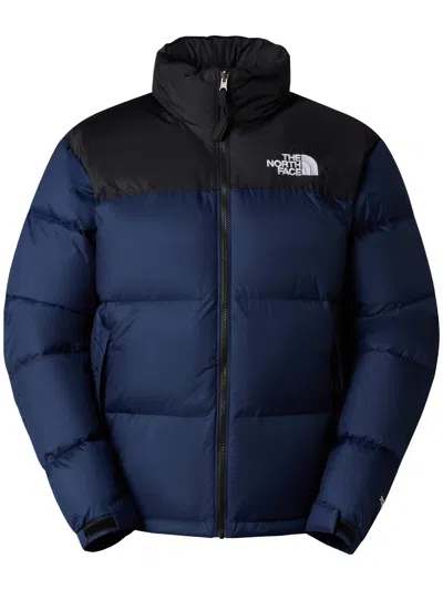 The North Face Padded High-collar Down Jacket With Detachable Hood In Blue