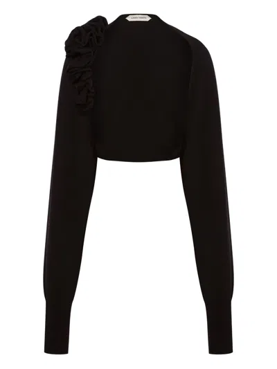 Alberta Ferretti Bottega Veneta Pale Meringue Cotton T-shirts And Polos In Black