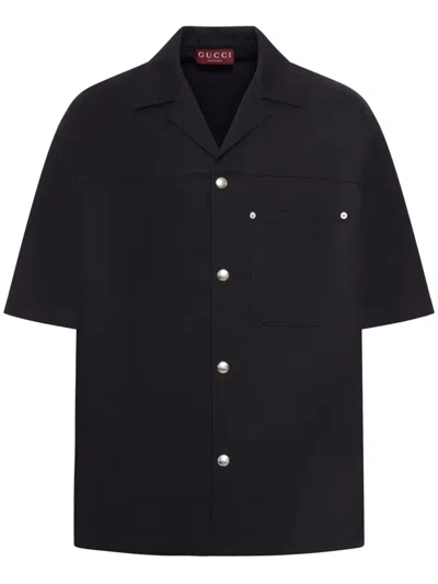 Gucci Classic Short-sleeve Cotton Shirt In Black