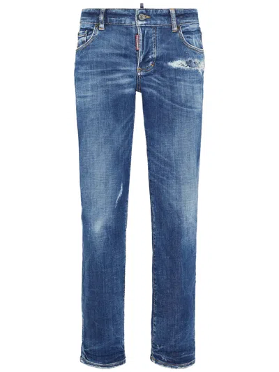 Dsquared2 Distressed Five-pocket Belt Loop Trousers In Blue