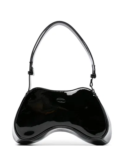 Diesel Play-glossy Shoulder Bag In Black
