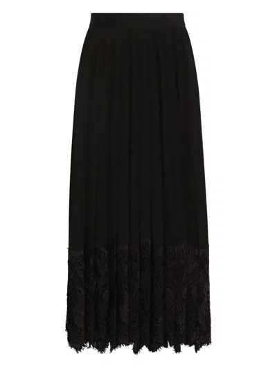Dolce & Gabbana Gonna Midi In Chiffon And Black Lace In Black