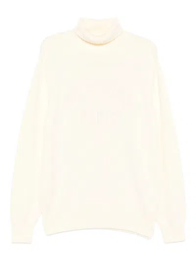 Givenchy Cotton Turtleneck Sweater Ribbed Cuffs In Neutral