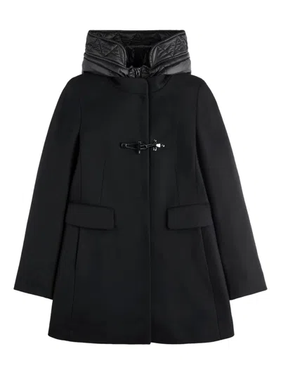 Fay Toggle Coat In Wool Cloth In Black