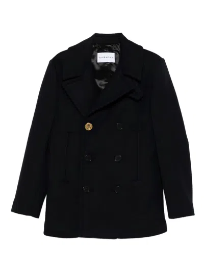Givenchy Double-breasted Coat Featuring Front Pockets In Blue