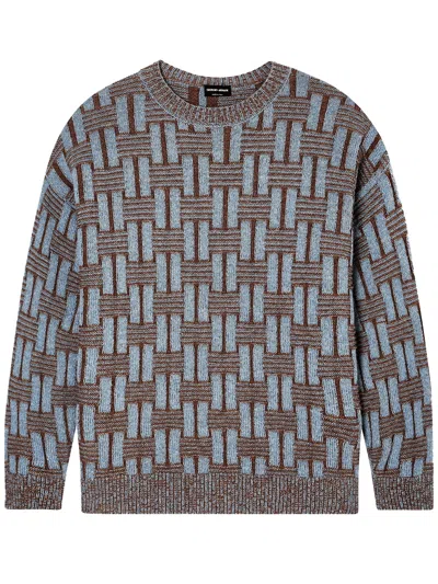 Giorgio Armani Brown Wool Sweater In Gray
