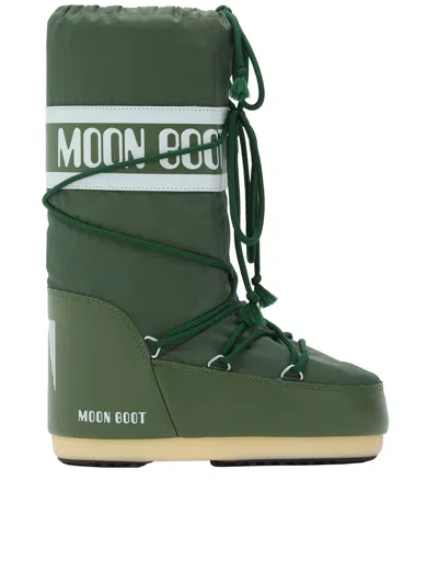 Moon Boot Icon Lace-up Padded Boots In Green