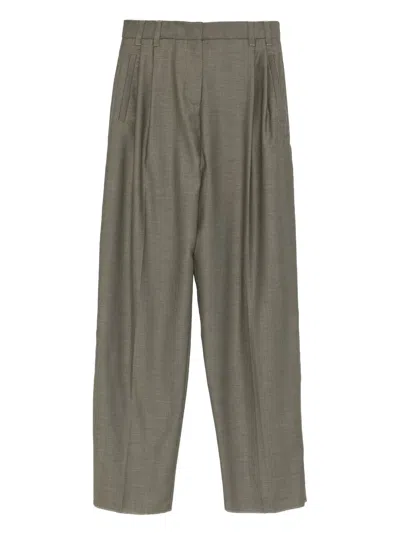 Marella Hull Pleated Straight-leg Trousers In Green
