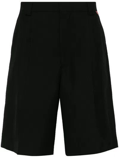 Gucci Black Bermuda Shorts With Web Detail In Wool Man In Black
