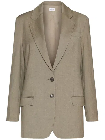 Marella Elegia Two-button Twill Blazer In Gray